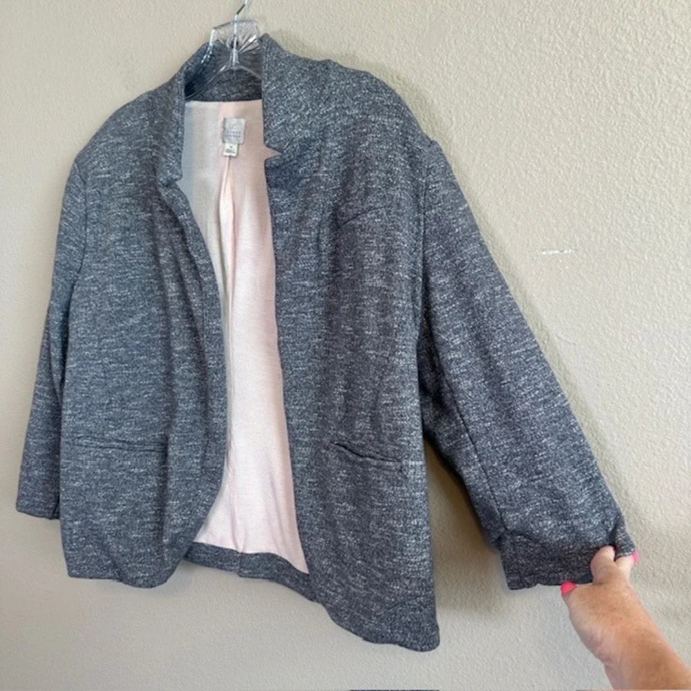 LC Lauren Conrad Women's Gray 3/4 Sleeve Open Blazer 14 Casual Career‎ Soft